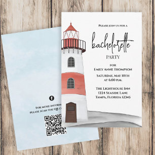 Invitation Aquarelle Nautique Bachelorette Party QR Code