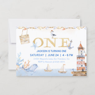 Invitation Aquarelle Nautique Un Anniversaire