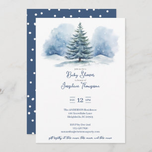 Invitation Aquarelle Neige couvert Baby shower À feuillage pe