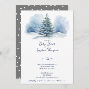 Invitation Aquarelle Neige couvert Baby shower À feuillage pe