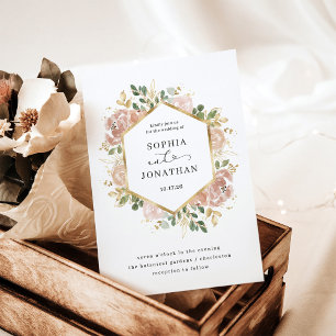 Invitation Aquarelle neutre blanc floral MARIAGE