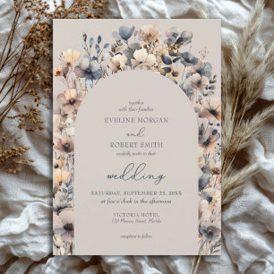 Invitation Aquarelle neutre Boho fleur sauvage