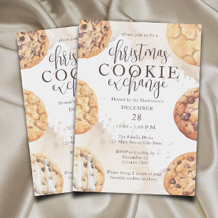 Invitation Aquarelle neutre Noël Cookie Exchange Party