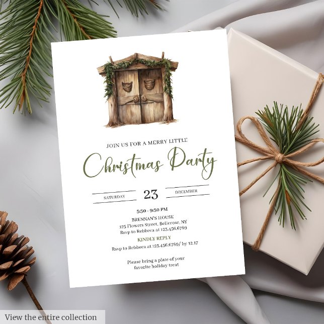 Invitation Aquarelle Neutre Terneux Cozy Rustique Noël (Watercolor Neutral Earthy Cozy Rustic Holiday Christmas Party)