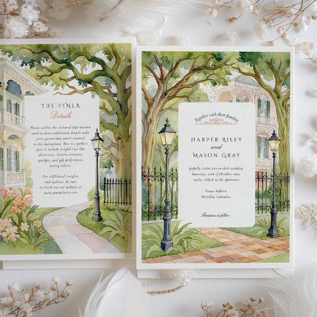 Invitation Aquarelle New Orleans Garden District Mariage (Créateur téléchargé)