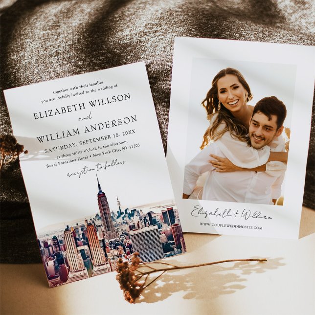 Invitation Aquarelle New York Destination Mariage Photo (Capture the spirit of your NYC wedding with our watercolor destination wedding invitations. )