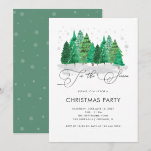 Invitation Aquarelle Noël Arbres Fête de Noël