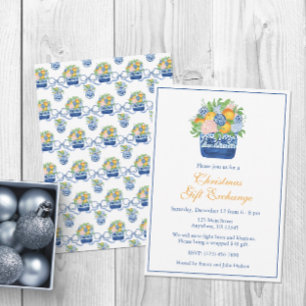 Invitation Aquarelle Noël Chinoiserie Mandarins