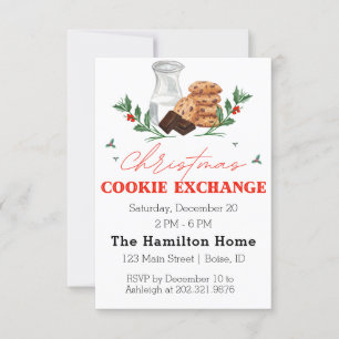 Invitation Aquarelle Noël Cookie Exchange Party Invitat
