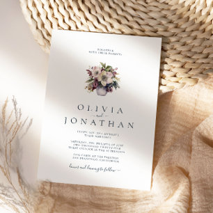 Invitation Aquarelle Noël hiver FLoral Mariage