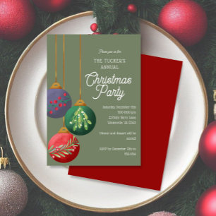 Invitation Aquarelle Noël Ornements Fête de Noël