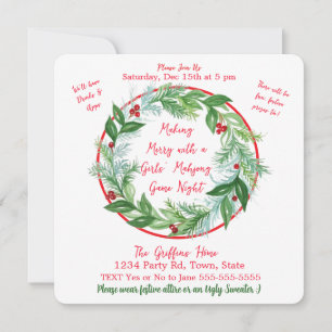 Invitation Aquarelle Noël Vacances MAHJONG
