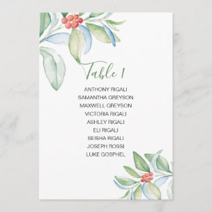 Invitation Aquarelle Noël Vert Plan de siège