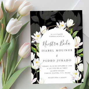 Invitation Aquarelle noire Botanique Nuestra Boda Mariage