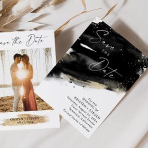 Invitation Aquarelle noire Enregistrer la date