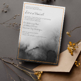 Invitation Aquarelle noire Fête des mariées d'Halloween noir