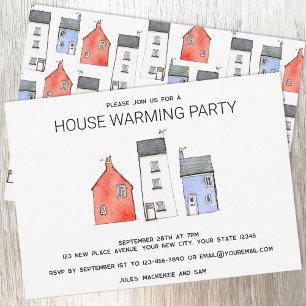 Invitation Aquarelle Nouveau Accueil Maison Fête de Réchauffe