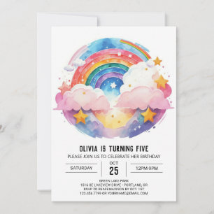Invitation Aquarelle nuages de Whimsy Anniversaire