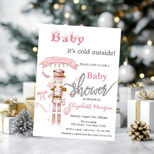 Invitation Aquarelle Nutcracker Baby shower rose