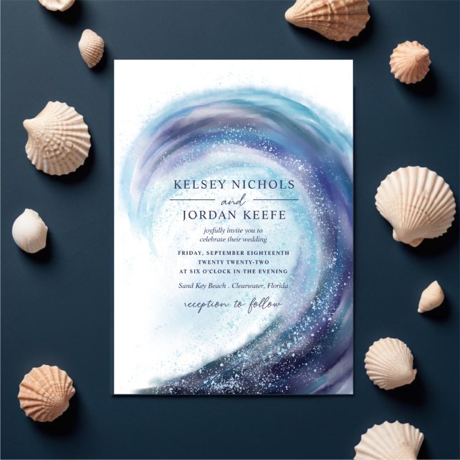 Invitation Aquarelle Ocean Wave | MARIAGE (Créateur téléchargé)