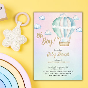 Invitation Aquarelle Oh Boy Clouds Baby shower