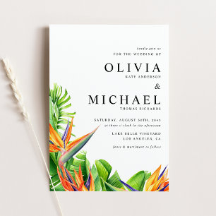 Invitation Aquarelle Oiseaux du Paradis Mariage tropical