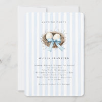 Aquarelle Oiseaux Nid Bleu Bow Nesting Party