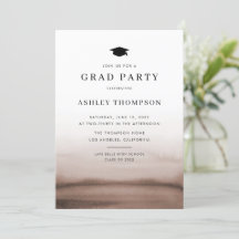 Aquarelle Ombre Brown Moderne Graduation Party