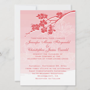 Invitation Aquarelle Ombre rouge Mariage de fleurs de printem