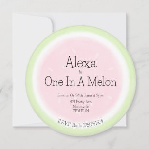 Invitation Aquarelle One In A Melon Watermelon 1er Anniversai
