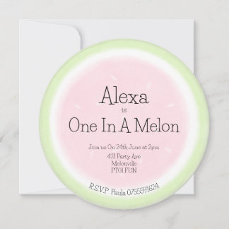 Invitation Aquarelle One In A Melon Watermelon 1er Anniversai