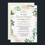 Invitation Aquarelle or Blush Sweet sixteen de couronne 16e<br><div class="desc">Jolie aquarelle fleurie,  grise et or 15e anniversaire Quinceanera Invitation.</div>