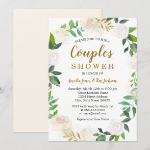 Invitation Aquarelle or Blush Wreath Couples Douche