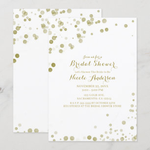 Invitation Aquarelle or Dots Fête des mariées moderne propre