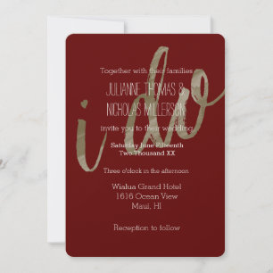 Invitation Aquarelle or et rouge Je fais Mariage
