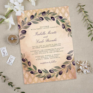 Invitation Aquarelle or glamour Branches d'olive