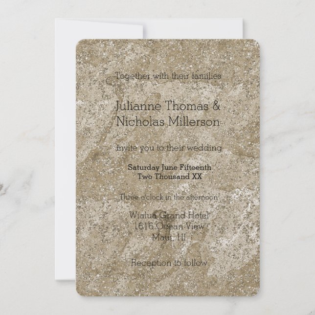 Invitation Aquarelle or L'amour Abstrait est le Mariage patie (Devant)