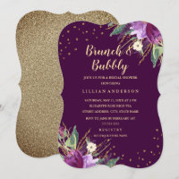 Aquarelle Or Purple Flower Brunch et Bubbly