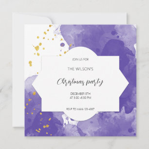 Invitation Aquarelle Or Violet Artistique