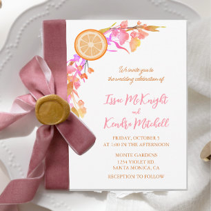 Invitation Aquarelle orange Fleur sauvage Floral
