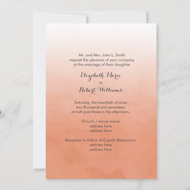 Invitation Aquarelle orange Ombre (Devant)