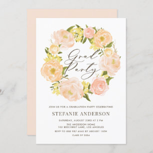 Invitation Aquarelle Orange Peony Fête de Graduation