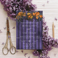 Aquarelle orange violet noir Halloween floral