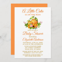 Aquarelle Oranges Floral Little Cutie Baby shower