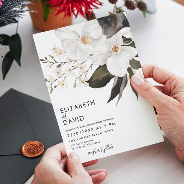 Invitation Aquarelle Orchidée Élégant Simple Minimal Mariage (Créateur téléchargé)