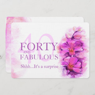 Invitation Aquarelle orchidée violet quarante et fabuleux