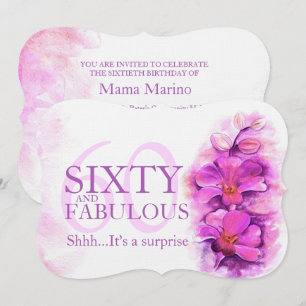 Invitation Aquarelle orchidée violet Soixante et fabuleux