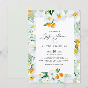 Invitation Aquarelle Orchidées et Baby shower d'été Kumquats