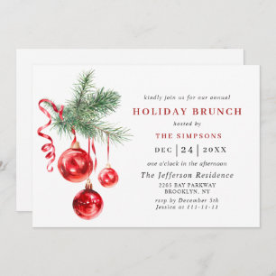 Invitation Aquarelle Ornement NOËL VACANCES BRUNCH