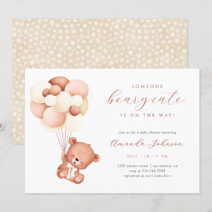 Invitation Aquarelle Ours & Ballons Béary Baby shower mou